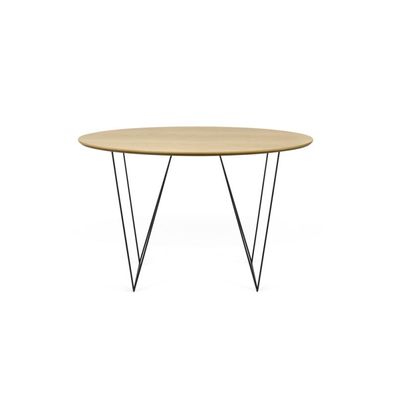 TEMAHOME - Row 47'' Round Table with Trestles in Oak / Black Steel - 9500053627