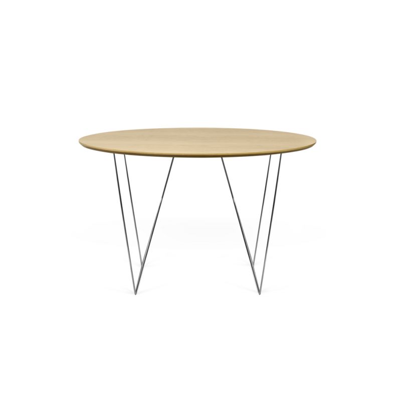 TEMAHOME - Row 47'' Round Table with Trestles in Oak / Chrome - 9500053634