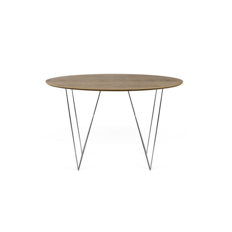 TEMAHOME - Row 47'' Round Table with Trestles in Walnut / Chrome - 9500053603