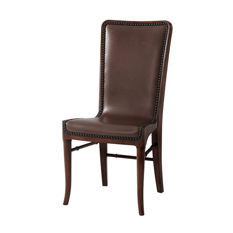 Theodore Alexander - Leather Sling Dining Chair in Walnut Leather (Set of 2) - 4000-485-0AAC
