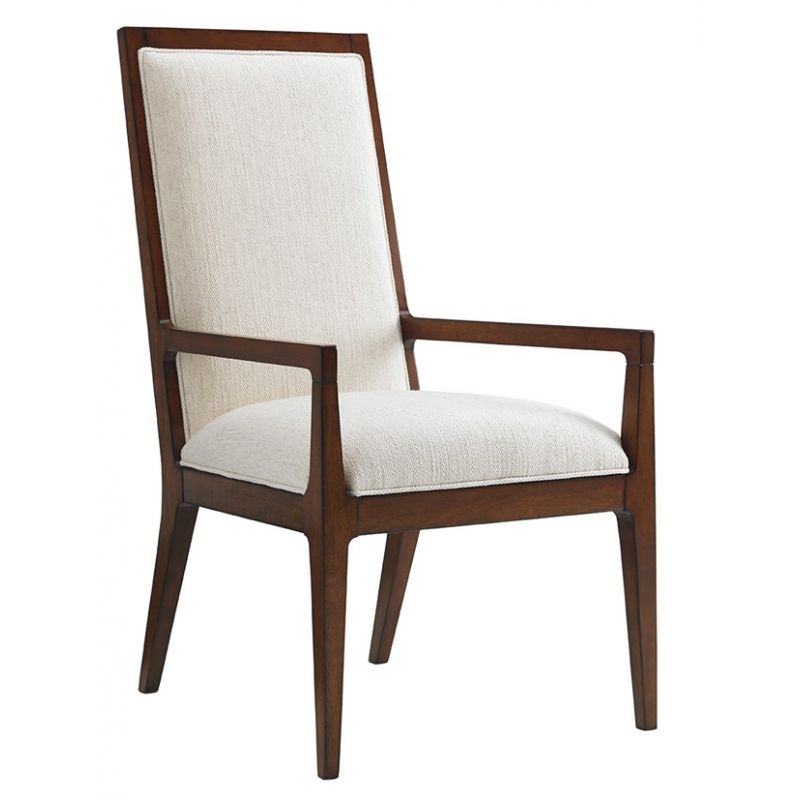 Tommy Bahama Home - Island Fusion Natori Slat Back Arm Chair in Off White Fabric - 01-0556-881-02