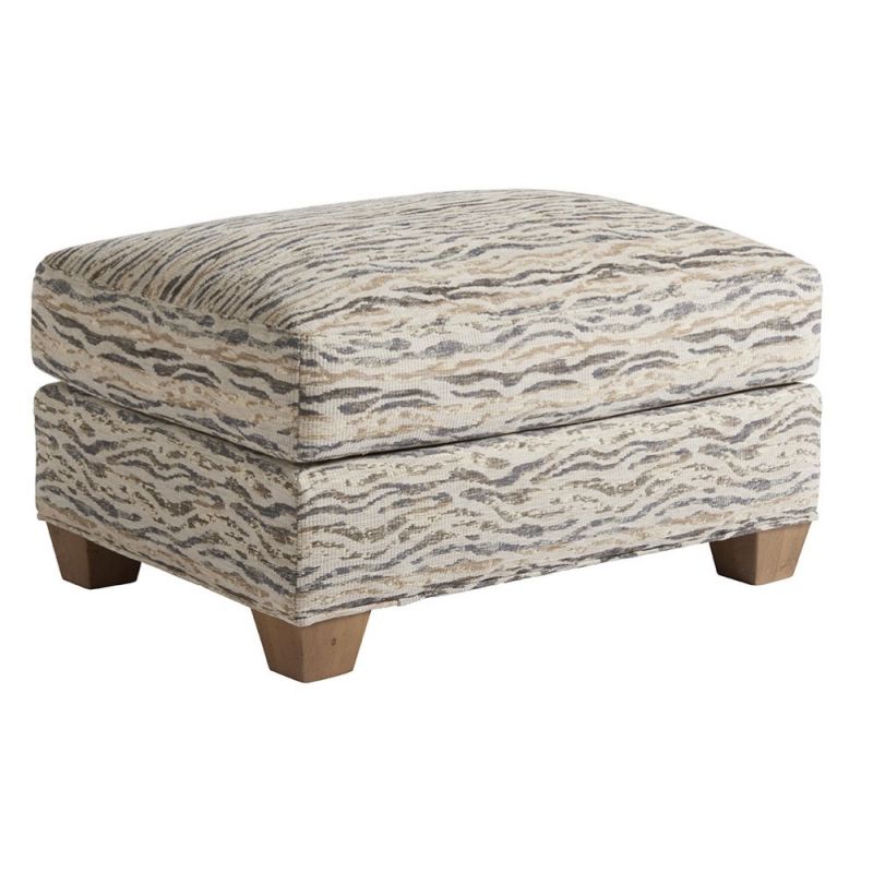 Tommy Bahama Home - Los Altos Barton Ottoman in Beige and Gold-Gray - 01-1842-44-40