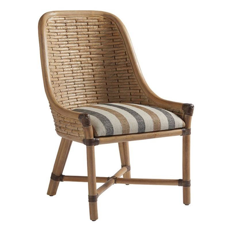 Tommy Bahama Home - Los Altos Keeling Woven Side Chair in Ivory and Gold-Gray - 01-0566-882-40