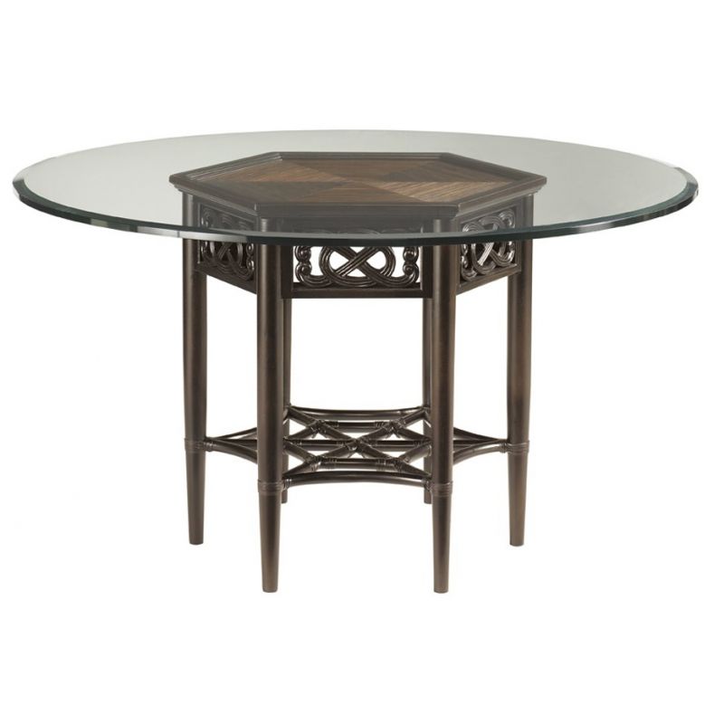 Tommy Bahama Home - Royal Kahala Sugar And Lace Dining Table with 54 Inch Round Glass Top - 01-539-875-54C