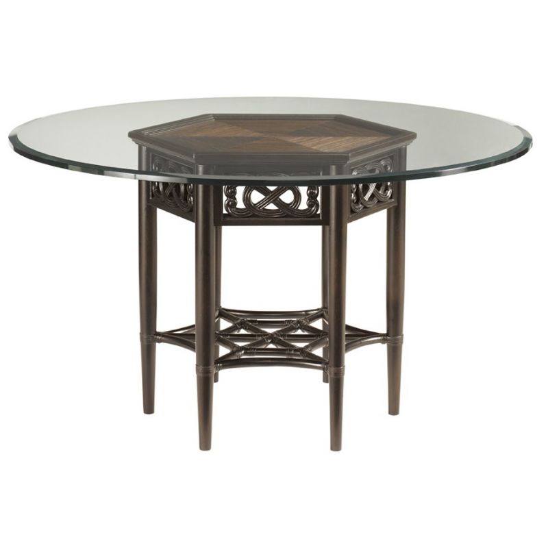 Tommy Bahama Home - Royal Kahala Sugar And Lace Dining Table with 60 Inch Round Glass Top - 01-539-875-60C