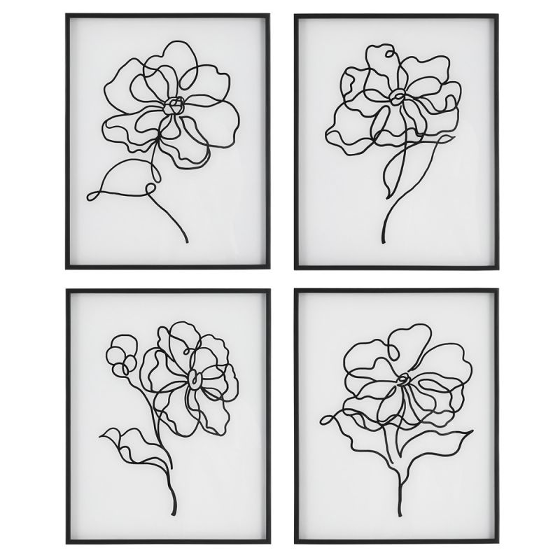 Uttermost - Bloom Black White Framed Prints (Set of 4) - 41430