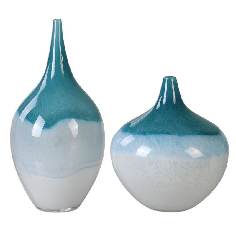 Uttermost - Carla Teal White Vases (Set of 2) - 20084
