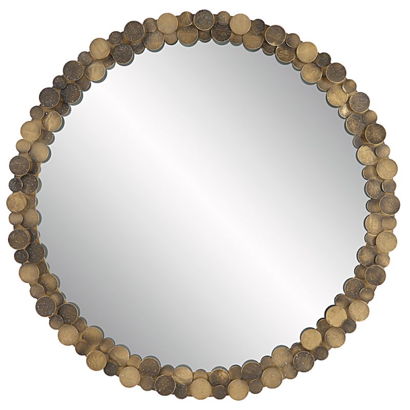 Uttermost - Dinar Round Aged Gold Mirror - 09761