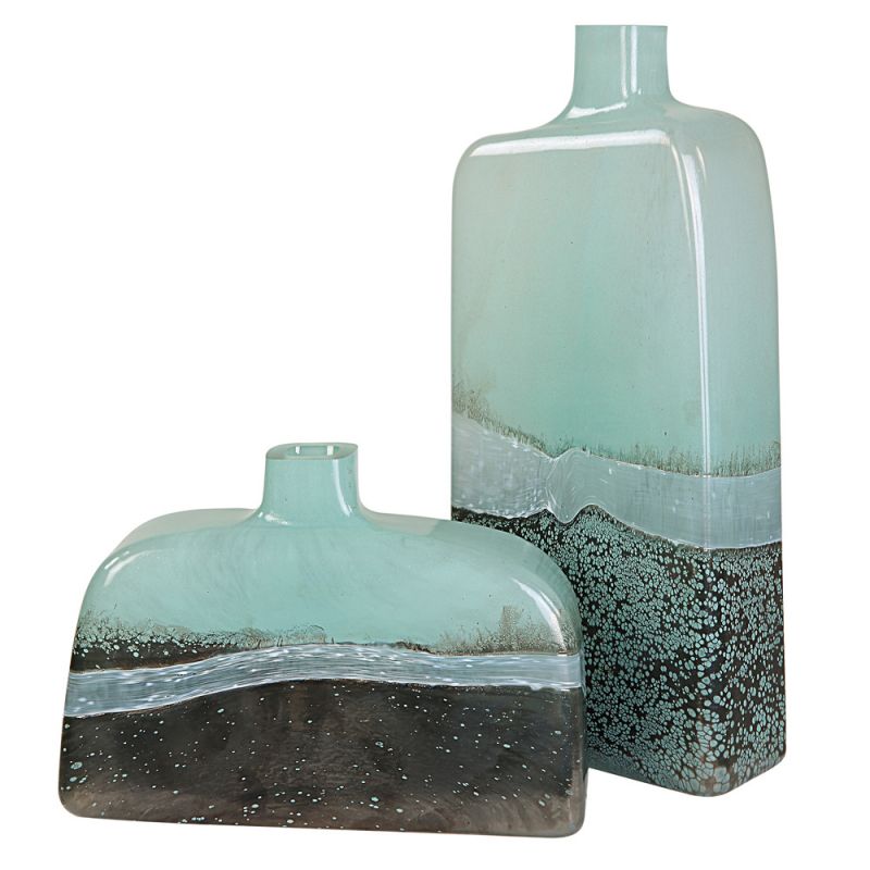 Uttermost - Fuze Aqua & Bronze Vases (Set of 2) - 18096