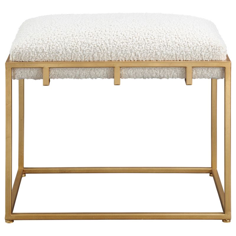 Uttermost - Paradox Small Gold & White Shearling Bench - 23663