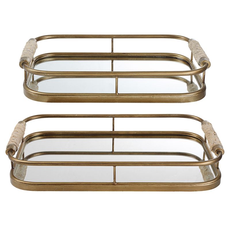 Uttermost - Rosea Brushed Gold Trays (Set of 2) - 18014