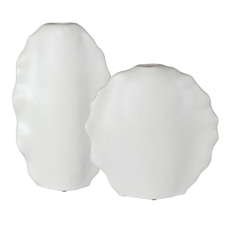 Uttermost - Ruffled Feathers Modern White Vases (Set of 2) - 17963