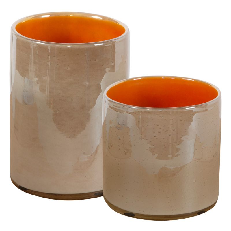 Uttermost - Tangelo Beige Orange Vases (Set of 2) - 17976