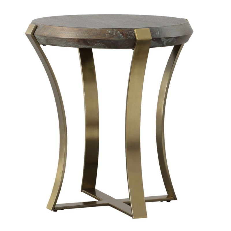 Uttermost - Unite Brass Leg Wood Side Table - 22940
