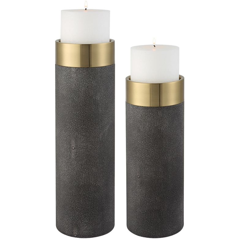 Uttermost - Wessex Gray Candleholders (Set of 2) - 18061
