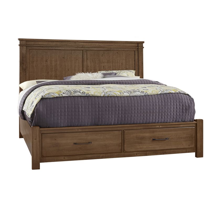 Vaughan Bassett - Cool Rustic King Mansion Bed With Footboard Storage in Amber - 174-661-066B-502-666