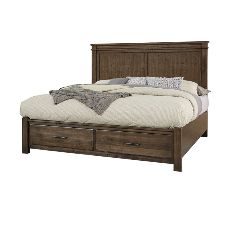 Vaughan Bassett - Cool Rustic King Mansion Bed With Footboard Storage in Mink - 170-661-066B-502-666