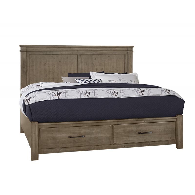 Vaughan Bassett - Cool Rustic King Mansion Bed With Footboard Storage in Stone Grey - 172-661-066B-502-666