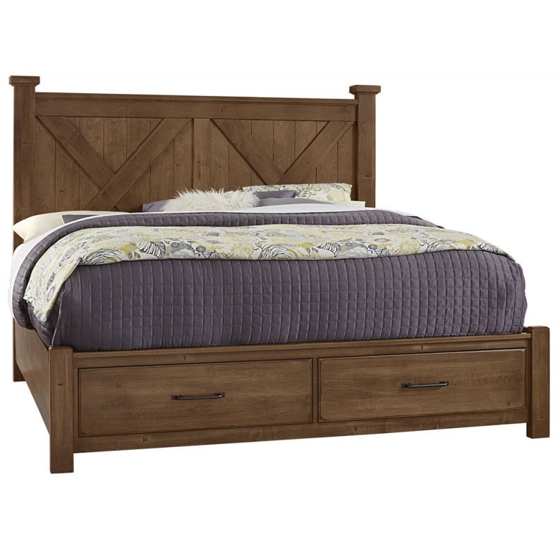 Vaughan Bassett - Cool Rustic King X Bed With Footboard Storage in Amber - 174-667-066B-502-666