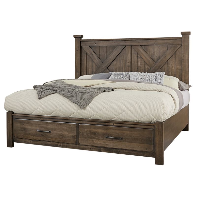 Vaughan Bassett - Cool Rustic King X Bed With Footboard Storage in Mink - 170-667-066B-502-666