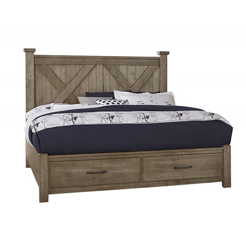 Vaughan Bassett - Cool Rustic Queen X Bed With Footboard Storage in Stone Grey - 172-557-050B-502-555