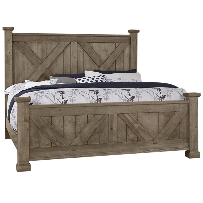 Vaughan Bassett - Cool Rustic Queen X Bed With X Footboard in Stone Grey - 172-557-755-922