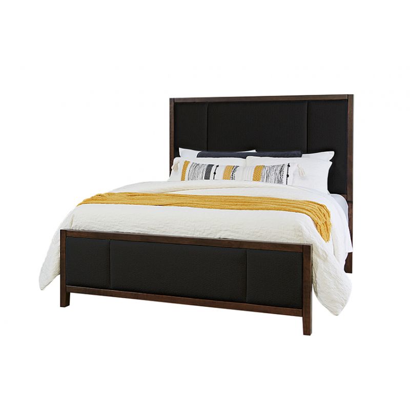 Vaughan Bassett - Crafted Cherry - Artisan and Post Queen Upholstered Bed in Black Fab - 150-552-255-922