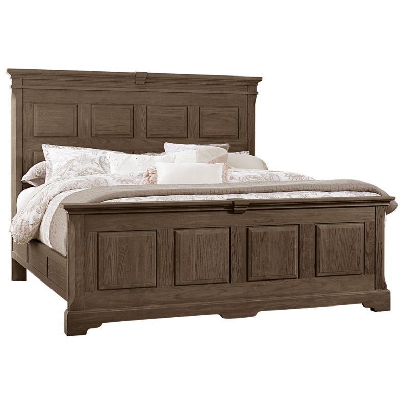 Vaughan Bassett - Heritage King Mansion Bed With Decorative Rails in Cobblestone Oak - 112-669-966-833-MS2