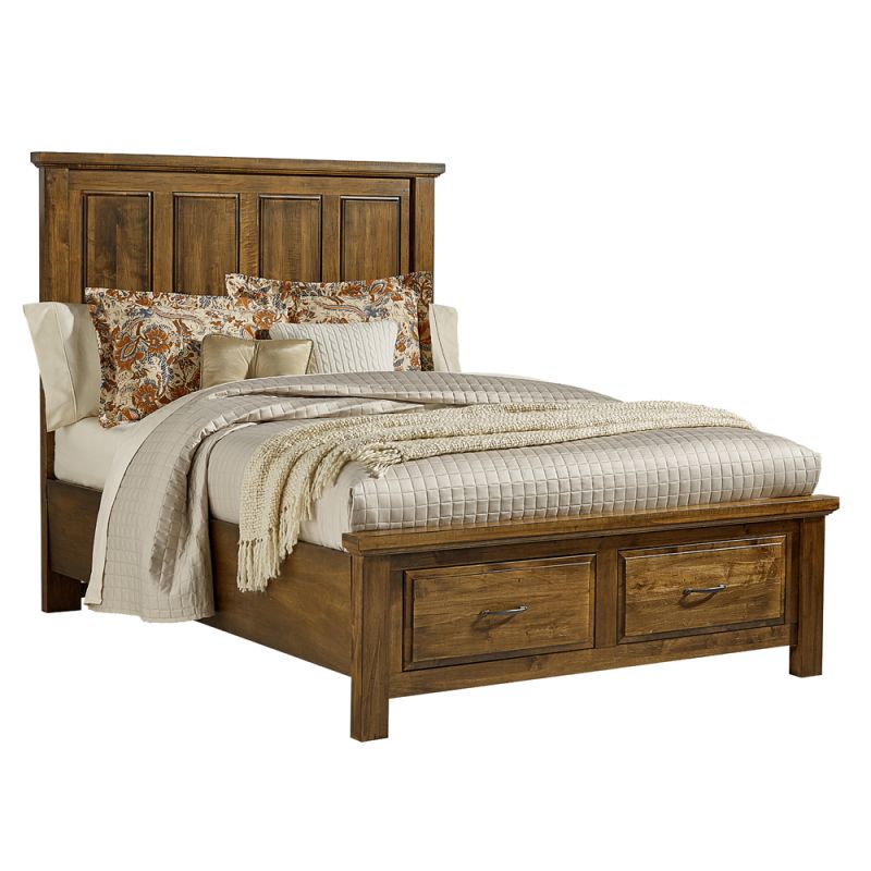 Vaughan Bassett - Maple Road King Mansion Bed With Storage Footboard in Antique Amish - 118-669-066B-502-666