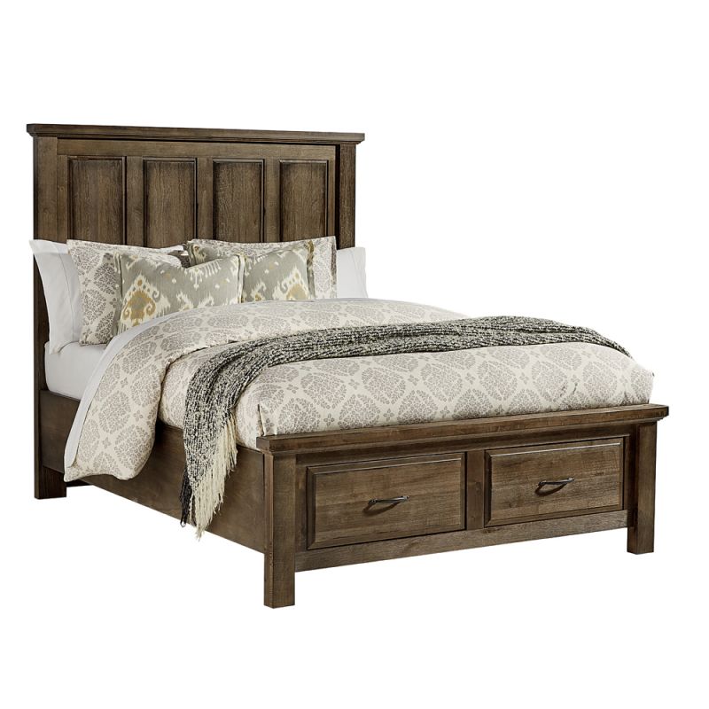Vaughan Bassett - Maple Road King Mansion Bed With Storage Footboard in Maple Syrup - 117-669-066B-502-666