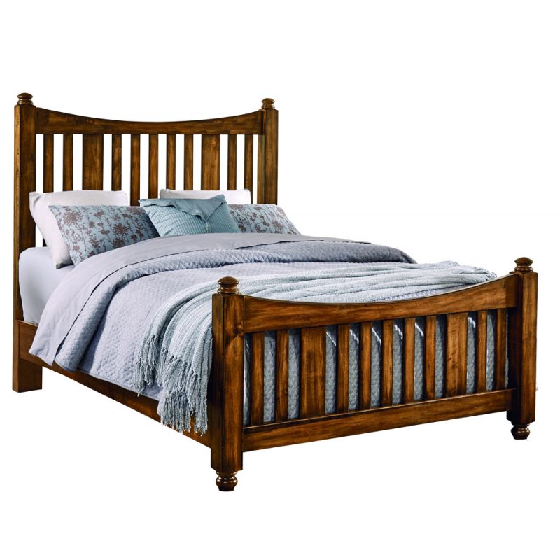 Vaughan Bassett - Maple Road Queen Slat Poster Bed With Slat Poster Footboard in Antique Amish - 118-558-855-722