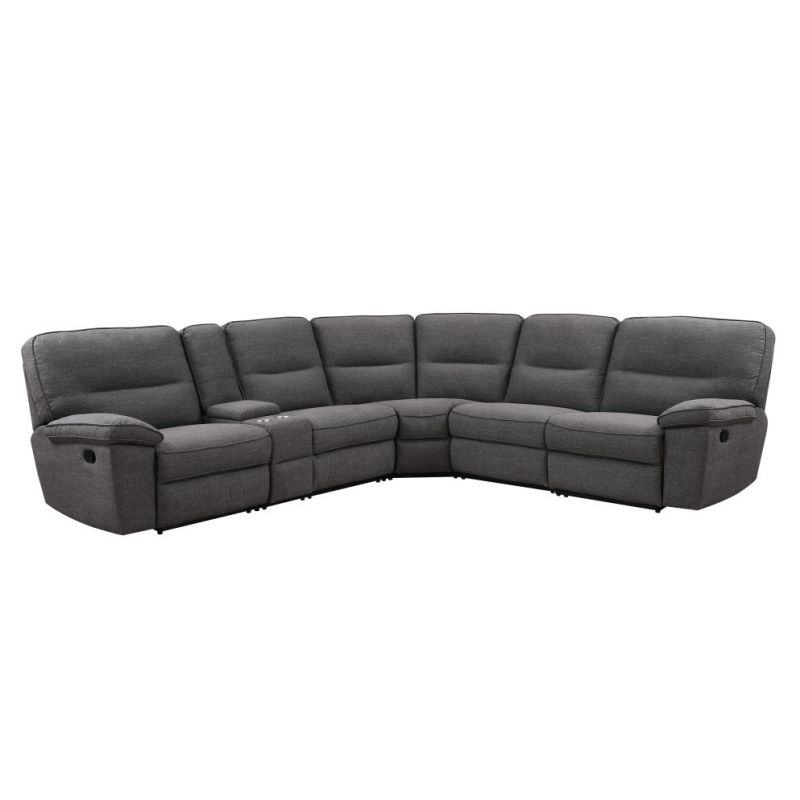 Wallace & Bay - Arnold Slate Gray 6Pc Modular Reclining Sectional Set with Console Storage, Cup Holders, And Tufted Back - U510475