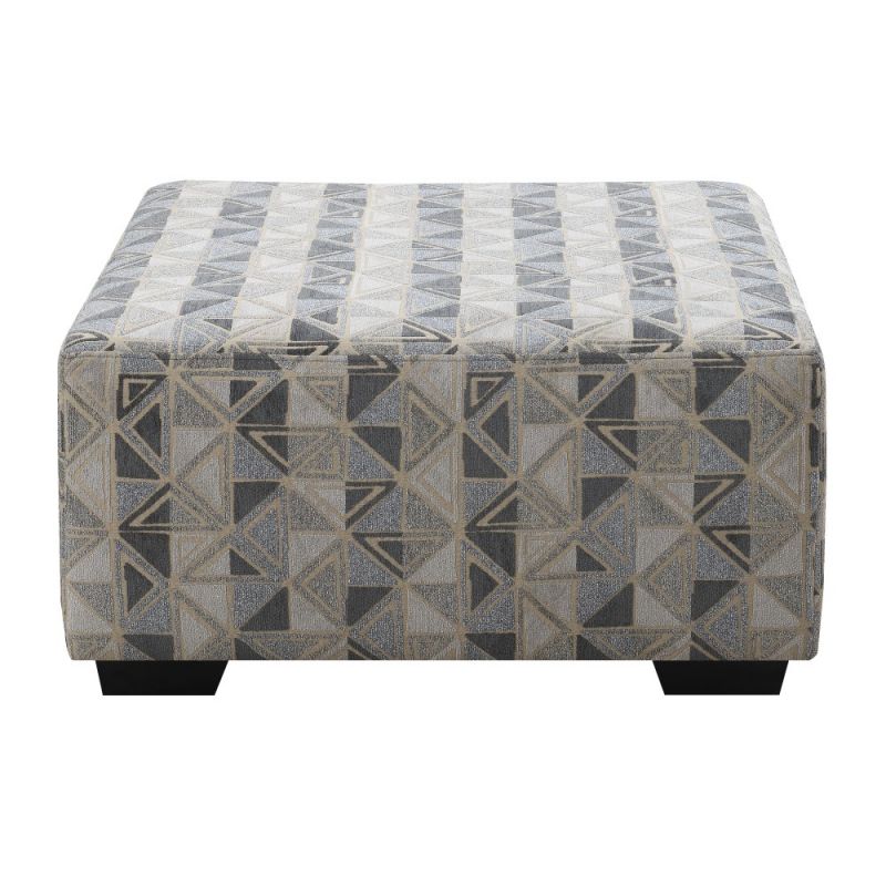 Wallace & Bay - Bright Graphic Charcoal and Faux Leather Ottoman with Tailored Top And Block Feet - U510443