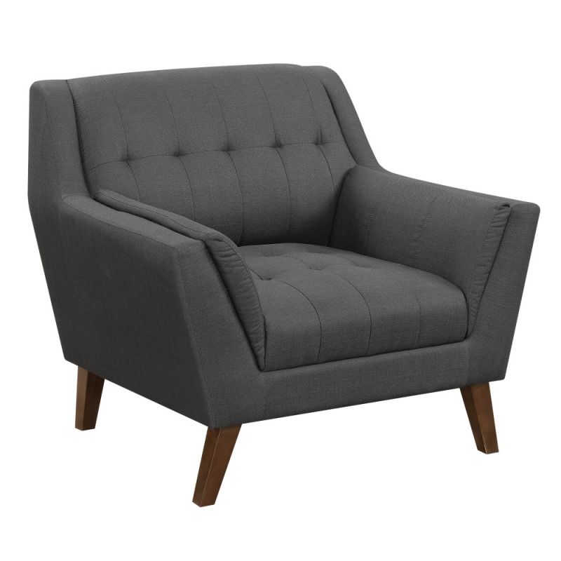 Wallace & Bay - Browning Graphite Gray Accent Chair with Angular Arms And Legs, Deep Tufting, And Stitching Details - U510310