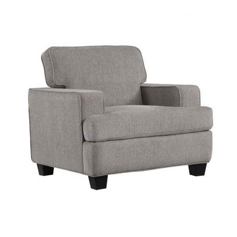 Wallace & Bay - Daugherty Classic Gray Accent Chair with Loose Back Cushions, Self Welting, And Wood Legs - U510351