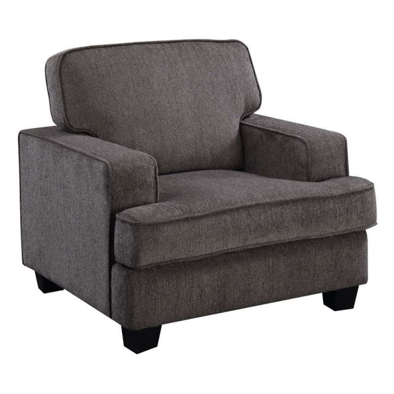 Wallace & Bay - Daugherty Mottled Gray Accent Chair with Loose Back Cushions, Self Welting, And Wood Legs - U510350