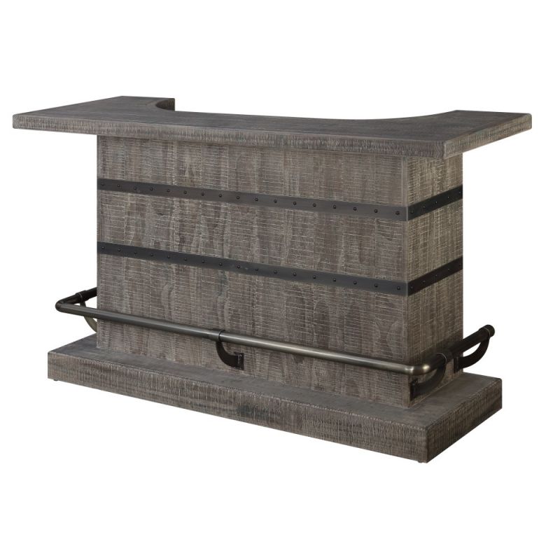 Wallace & Bay - Farrell Rustic Gray Bar with Mixologist Station, Wine Storage, And Seating Counter - AC510004