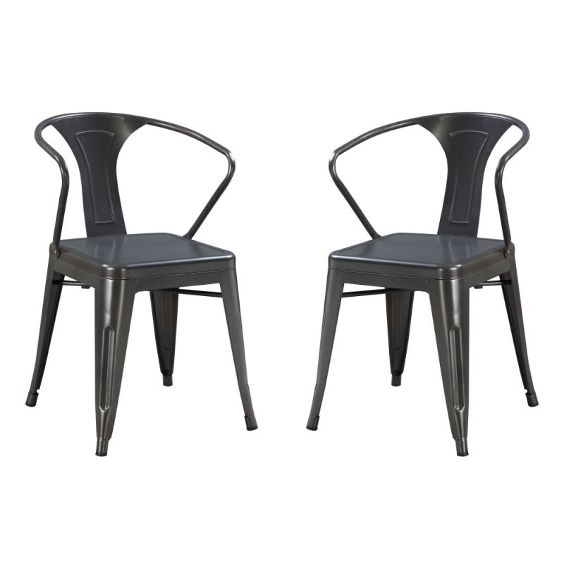 Wallace & Bay - Farrell Sleek Charcoal Dining Arm Chair with Solid Metal Seat, Back, And Legs, - (Set of 2) - D510150