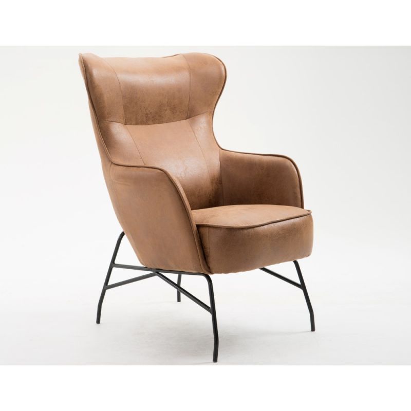 Wallace & Bay - Graham Shining Penny Accent Chair with Faux Leather Upholstery And Metal Base - U510336