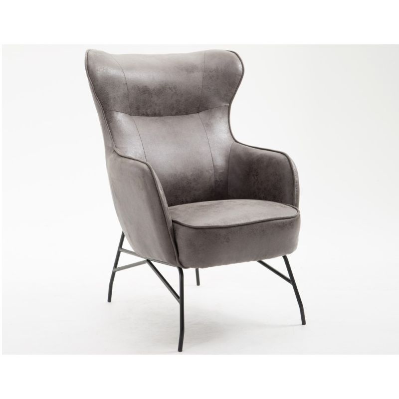 Wallace & Bay - Graham Smokey Gray Accent Chair with Faux Leather Upholstery And Metal Base - U510335