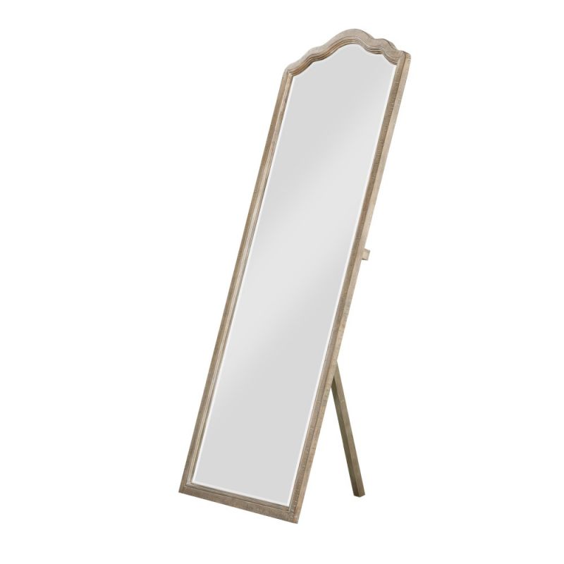 Wallace & Bay - Haynes Limestone Gray Floor Mirror with Arched, Distressed Wood Frame - B510102