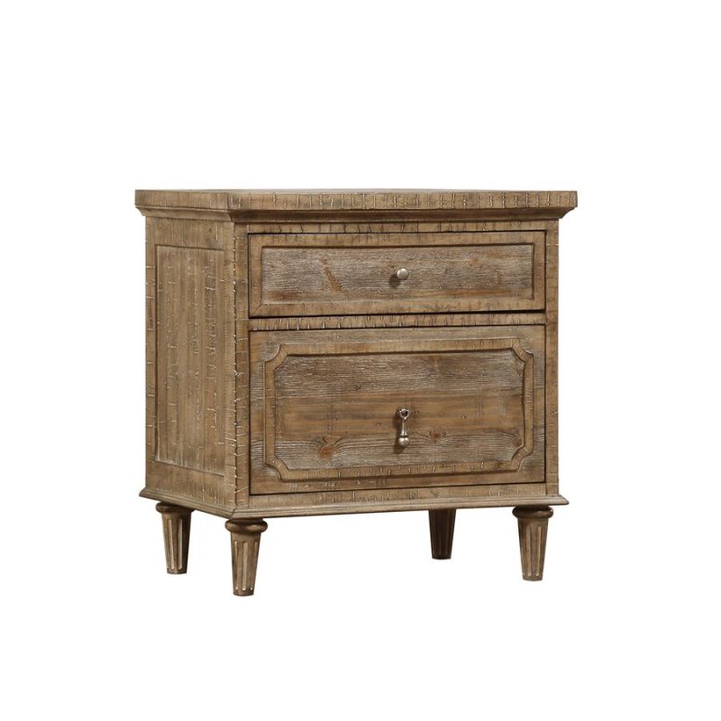 Wallace & Bay - Haynes Limestone Gray Nightstand with Turned Wood Legs And Vintage-Look Hardware - B510094