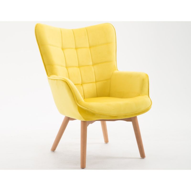 Wallace & Bay - Lane Sunshine Accent Chair with Tufted, Velvet-Like Upholstery And Wood Legs - U510339