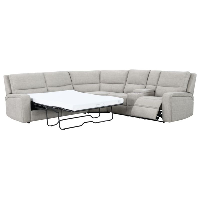 Wallace & Bay - Leonard Textured Tan Full Sleeper Sectional with Fold-Out Sleeper, Reclining Seat - U510479