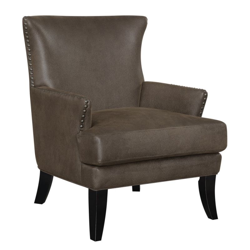 Wallace & Bay - Mcdaniel Brown Bear Accent Chair with Faux Suede Upholstery And Nailhead Trim - U510362