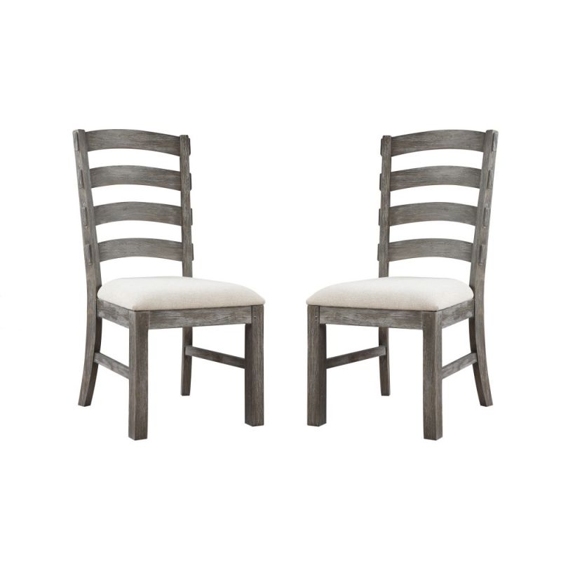 Wallace & Bay - Morris Rustic Charcoal Gray Dining Chair with Upholstered Seat And Ladder Back, - (Set of 2) - D510255
