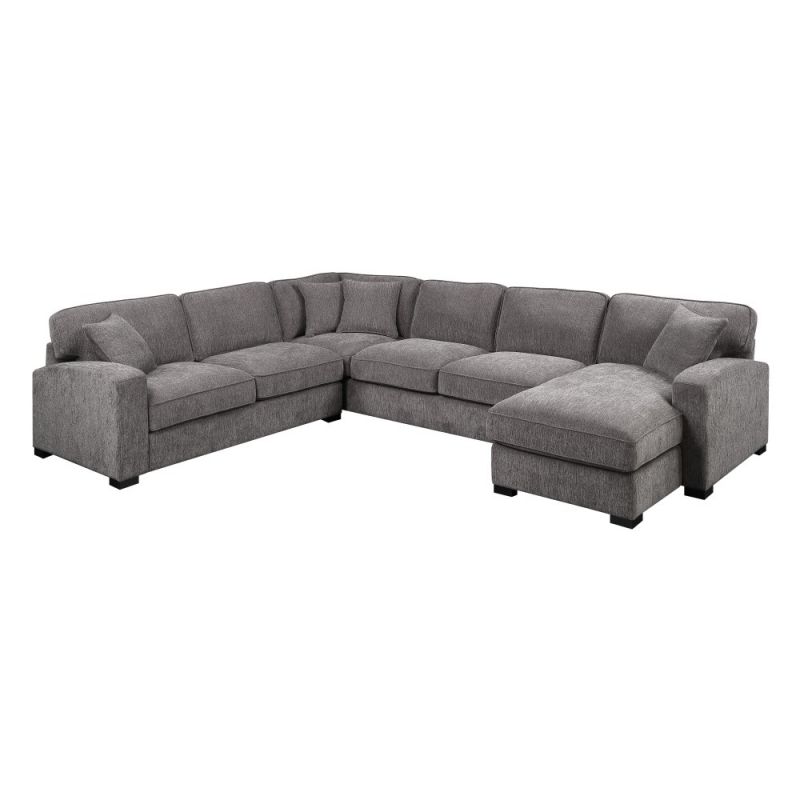Wallace & Bay - Odonnell Dark Night Sectional, with Pillows, Ultra-Soft Fabric And Block Legs - U510421