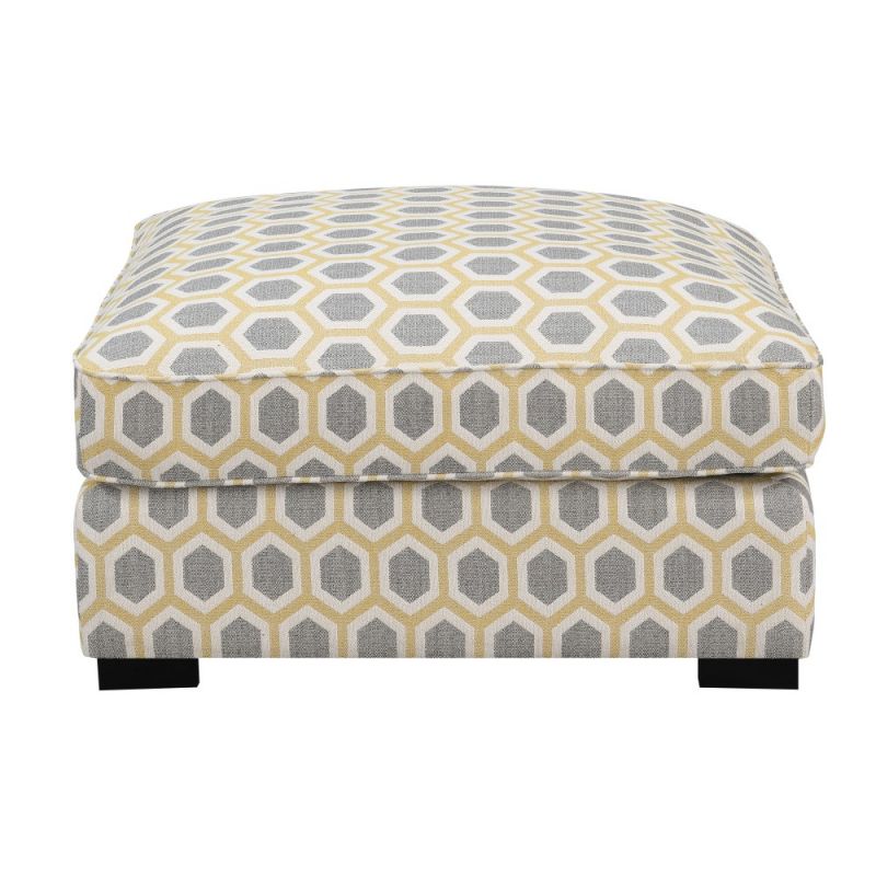 Wallace & Bay - Odonnell Happy Graphic Ottoman with Ultra-Soft Fabric And Block Legs - U510423