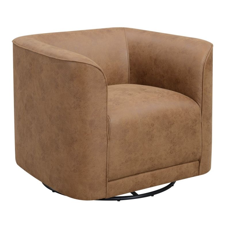 Wallace & Bay - Ryan Rustic Brown Swivel Accent Chair with 360 Swivel And U-Shape - U510319