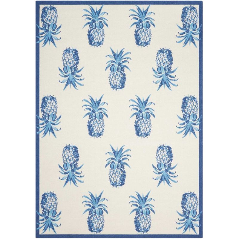 Waverly - Sun N Shade SND49 White and Blue 10'x13' Rug - SND49-99446365378_CLOSEOUT
